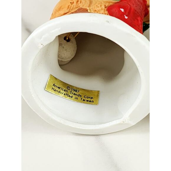 Christmas Bell Ornament Frog Racoon Skunk 3 1/4" Ceramic 1987 Taiwan x3 Holidays - Picture 13 of 15